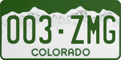 CO license plate 003ZMG