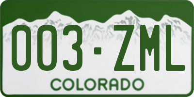 CO license plate 003ZML