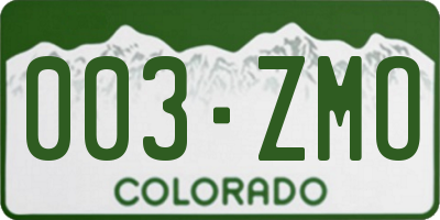 CO license plate 003ZMO
