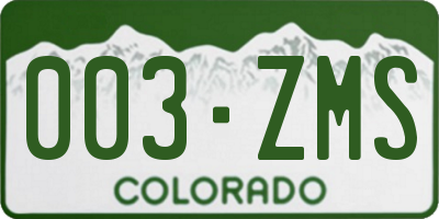 CO license plate 003ZMS