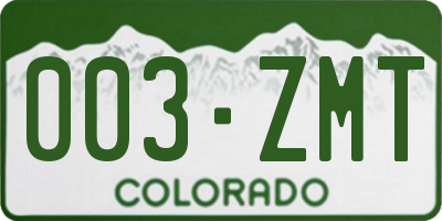 CO license plate 003ZMT