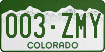 CO license plate 003ZMY