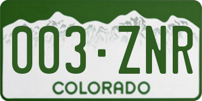 CO license plate 003ZNR
