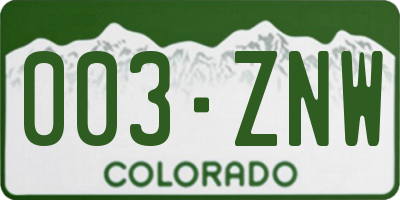 CO license plate 003ZNW