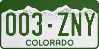 CO license plate 003ZNY