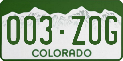 CO license plate 003ZOG