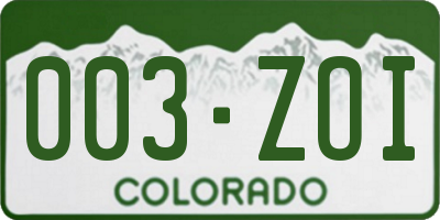 CO license plate 003ZOI