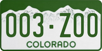 CO license plate 003ZOO