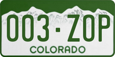 CO license plate 003ZOP
