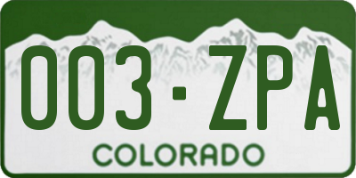 CO license plate 003ZPA