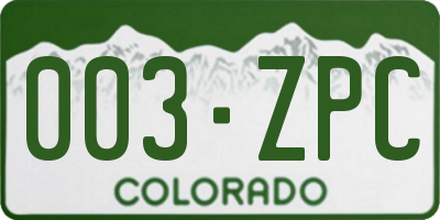 CO license plate 003ZPC