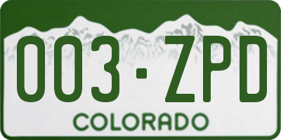 CO license plate 003ZPD