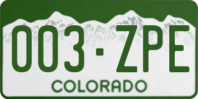 CO license plate 003ZPE