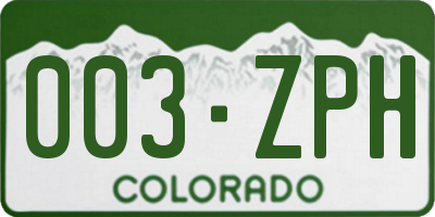 CO license plate 003ZPH