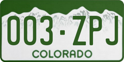 CO license plate 003ZPJ