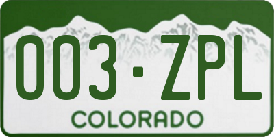 CO license plate 003ZPL