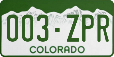 CO license plate 003ZPR