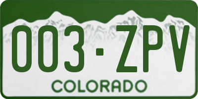 CO license plate 003ZPV