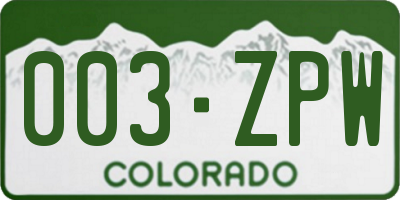 CO license plate 003ZPW