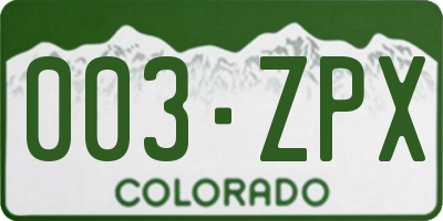 CO license plate 003ZPX