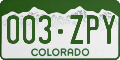 CO license plate 003ZPY
