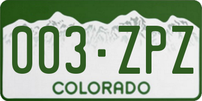 CO license plate 003ZPZ