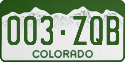 CO license plate 003ZQB