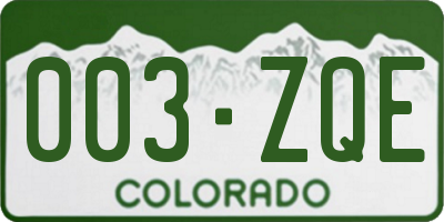 CO license plate 003ZQE