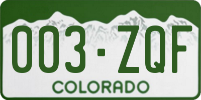 CO license plate 003ZQF