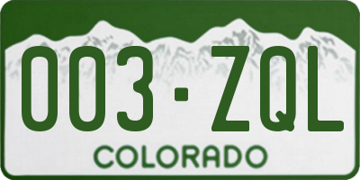 CO license plate 003ZQL