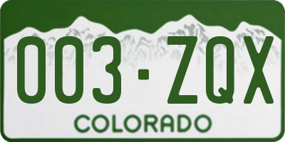 CO license plate 003ZQX