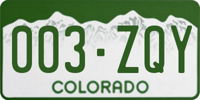 CO license plate 003ZQY