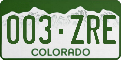 CO license plate 003ZRE