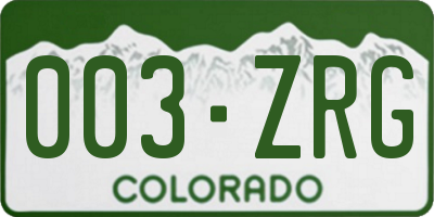 CO license plate 003ZRG