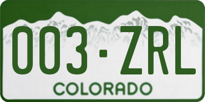 CO license plate 003ZRL
