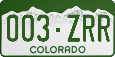 CO license plate 003ZRR