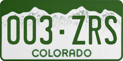 CO license plate 003ZRS
