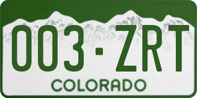CO license plate 003ZRT