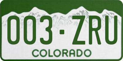 CO license plate 003ZRU