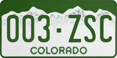 CO license plate 003ZSC
