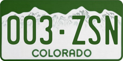 CO license plate 003ZSN