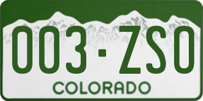 CO license plate 003ZSO