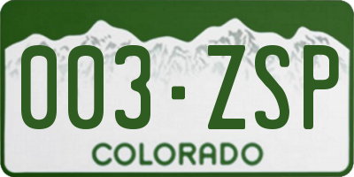 CO license plate 003ZSP