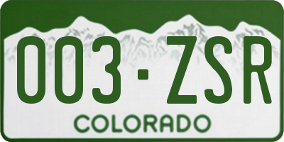 CO license plate 003ZSR