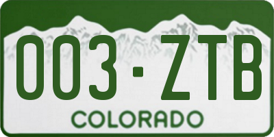 CO license plate 003ZTB