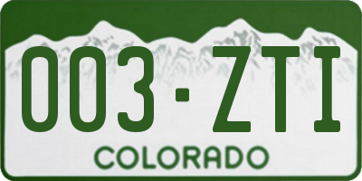 CO license plate 003ZTI