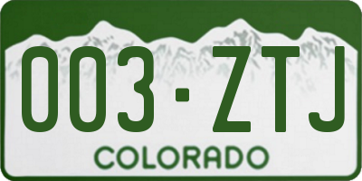 CO license plate 003ZTJ
