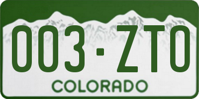CO license plate 003ZTO