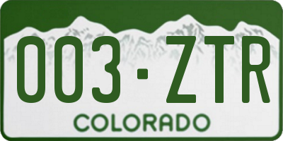 CO license plate 003ZTR