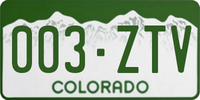 CO license plate 003ZTV